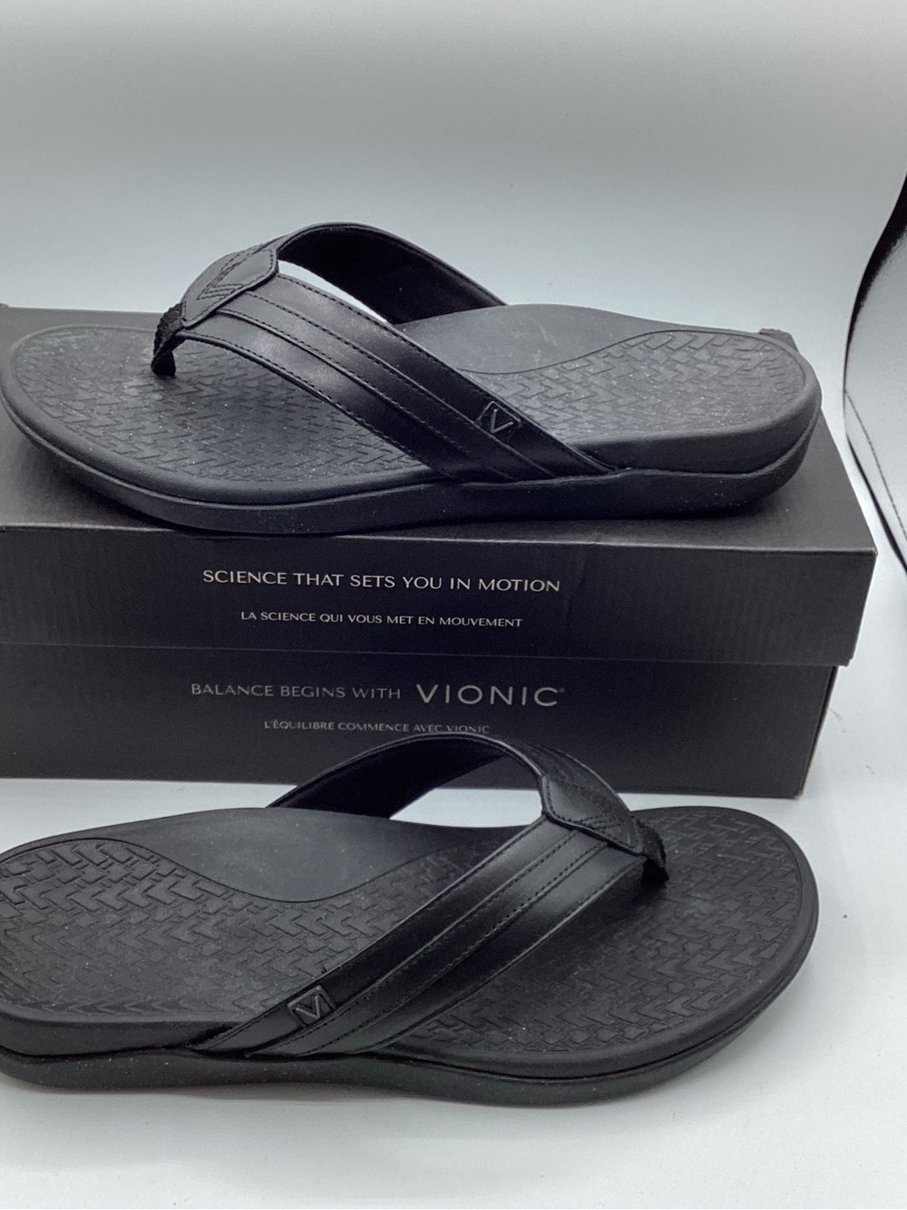 Vionic Men’s Tide ll Orthotic Sandals Black Leather Size 11